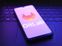 The GitLab, Inc. logo appears on the screen of a smartphone in Reno, United States, on December 7, 2024. (