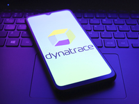 The Dynatrace, Inc. logo appears on the screen of a smartphone in Reno, United States, on December 7, 2024. (