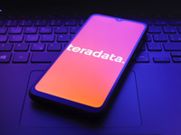 The Teradata Corporation logo appears on the screen of a smartphone in Reno, United States, on December 7, 2024. (