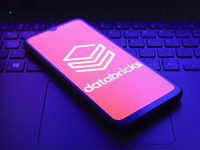 The Databricks logo appears on the screen of a smartphone in Reno, United States, on December 7, 2024. (