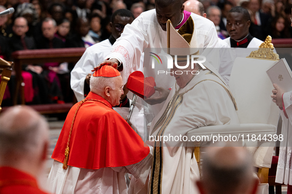 Newly-appointed Hungarian Cardinal Ladislav Nemet looks on during an Ordinary Public Consistory for the creation of new cardinals at St. Pet...