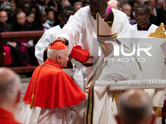 Newly-appointed Hungarian Cardinal Ladislav Nemet looks on during an Ordinary Public Consistory for the creation of new cardinals at St. Pet...