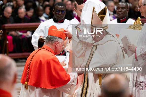 Newly-appointed Brazilian Cardinal Jaime Spengler looks on during an Ordinary Public Consistory for the creation of new cardinals at St. Pet...