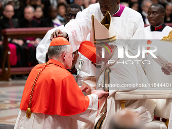 Newly-appointed Brazilian Cardinal Jaime Spengler looks on during an Ordinary Public Consistory for the creation of new cardinals at St. Pet...