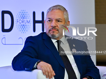 Eduardo Enrique Reina Garcia, Foreign Minister of Honduras, takes part in a panel discussion during the Doha Forum 2024 at Sheraton Grand Do...