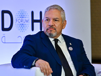 Eduardo Enrique Reina Garcia, Foreign Minister of Honduras, takes part in a panel discussion during the Doha Forum 2024 at Sheraton Grand Do...