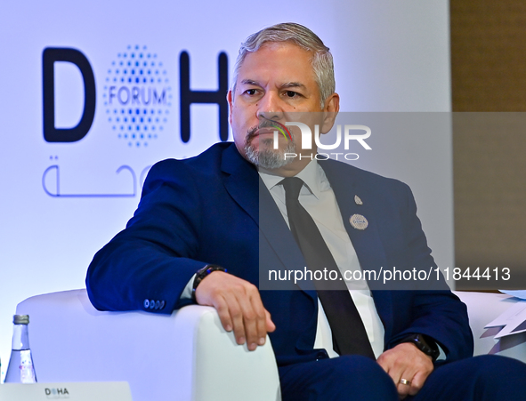 Eduardo Enrique Reina Garcia, Foreign Minister of Honduras, takes part in a panel discussion during the Doha Forum 2024 at Sheraton Grand Do...