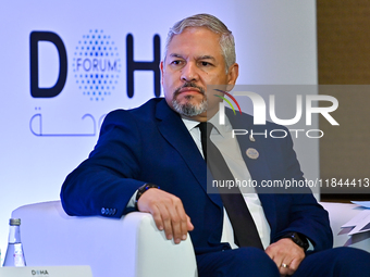 Eduardo Enrique Reina Garcia, Foreign Minister of Honduras, takes part in a panel discussion during the Doha Forum 2024 at Sheraton Grand Do...