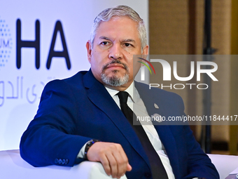 Eduardo Enrique Reina Garcia, Foreign Minister of Honduras, takes part in a panel discussion during the Doha Forum 2024 at Sheraton Grand Do...