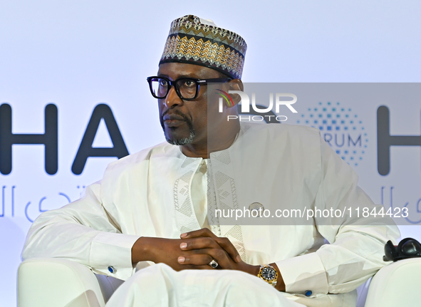 Abdoulaye Diop, Foreign Minister of Mali, takes part in a panel discussion during the Doha Forum 2024 at Sheraton Grand Doha Resort & Conven...