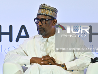 Abdoulaye Diop, Foreign Minister of Mali, takes part in a panel discussion during the Doha Forum 2024 at Sheraton Grand Doha Resort & Conven...