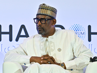 Abdoulaye Diop, Foreign Minister of Mali, takes part in a panel discussion during the Doha Forum 2024 at Sheraton Grand Doha Resort & Conven...