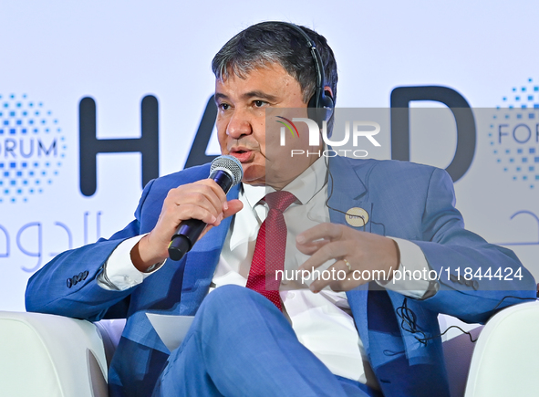 Wellington Dias, Minister for Development and Social Assistance, Family of Brazil, takes part in a panel discussion during the Doha Forum 20...