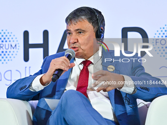 Wellington Dias, Minister for Development and Social Assistance, Family of Brazil, takes part in a panel discussion during the Doha Forum 20...