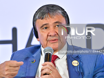 Wellington Dias, Minister for Development and Social Assistance, Family of Brazil, takes part in a panel discussion during the Doha Forum 20...