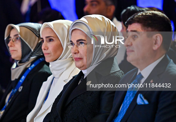 Turkish First Lady Emine Erdogan (second from right) attends the Doha Forum 2024 at Sheraton Grand Doha Resort & Convention Hotel ahead of t...