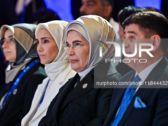 Turkish First Lady Emine Erdogan (second from right) attends the Doha Forum 2024 at Sheraton Grand Doha Resort & Convention Hotel ahead of t...