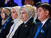 Turkish First Lady Emine Erdogan (second from right) attends the Doha Forum 2024 at Sheraton Grand Doha Resort & Convention Hotel ahead of t...