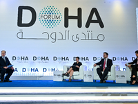 (From left to right) James Bays, Diplomatic Editor of Aljazeera Media Network, Sawsan Abou Zainedin, Chief Executive Officer of Madaniya, Ch...