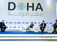 (From left to right) James Bays, Diplomatic Editor of Aljazeera Media Network, Sawsan Abou Zainedin, Chief Executive Officer of Madaniya, Ch...