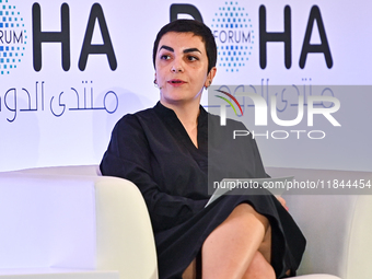 Sawsan Abou Zainedin, Chief Executive Officer of Madaniya, takes part in a panel discussion during the Doha Forum 2024 at Sheraton Grand Doh...