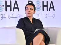 Sawsan Abou Zainedin, Chief Executive Officer of Madaniya, takes part in a panel discussion during the Doha Forum 2024 at Sheraton Grand Doh...