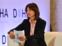 Marie Forestier, Senior Advisor at the European Institute of Peace, takes part in a panel discussion during the Doha Forum 2024 at the Shera...