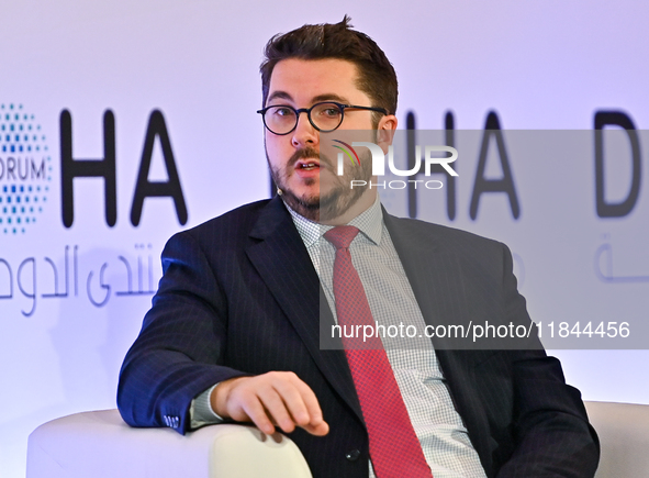 Charles Lister, Director of Syria & Counterterrorism Programs at the Middle East Institute, takes part in a panel discussion during the Doha...