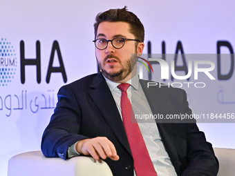 Charles Lister, Director of Syria & Counterterrorism Programs at the Middle East Institute, takes part in a panel discussion during the Doha...