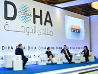 (From left to right) James Bays, Diplomatic Editor of Aljazeera Media Network, Sawsan Abou Zainedin, Chief Executive Officer of Madaniya, Ch...