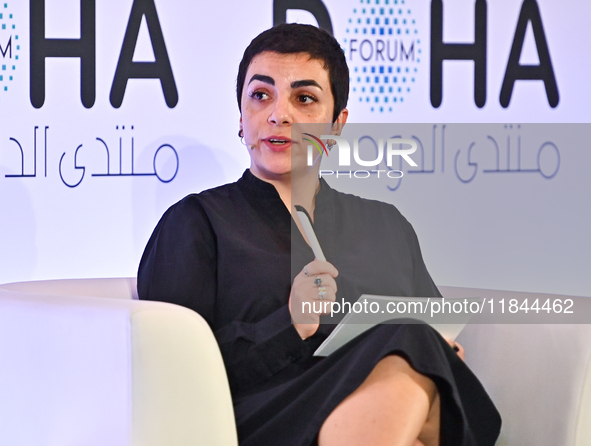 Sawsan Abou Zainedin, Chief Executive Officer of Madaniya, takes part in a panel discussion during the Doha Forum 2024 at Sheraton Grand Doh...