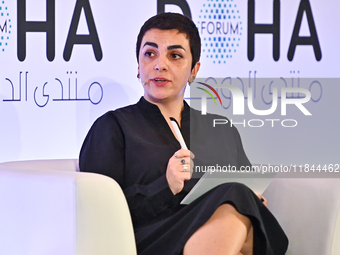 Sawsan Abou Zainedin, Chief Executive Officer of Madaniya, takes part in a panel discussion during the Doha Forum 2024 at Sheraton Grand Doh...