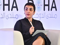 Sawsan Abou Zainedin, Chief Executive Officer of Madaniya, takes part in a panel discussion during the Doha Forum 2024 at Sheraton Grand Doh...