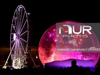 A religious festival of lights takes place in Lyon, France, on December 6, 2024. Illuminations light up the city at night. (