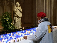 A religious festival of lights takes place in Lyon, France, on December 7, 2024. Illuminations light up the city at night. (