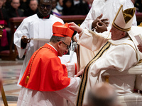 Newly-appointed Chilean cardinal Fernando Natalio Chomali Garib looks on during an Ordinary Public Consistory for the creation of new cardin...