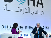 Kassym-Jomart Tokayev, President of Kazakhstan, answers questions during the Doha Forum 2024 at Sheraton Grand Doha Resort & Convention Hote...