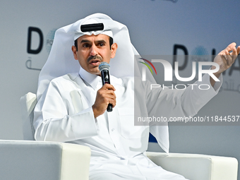 Qatar's Energy Minister and CEO of QatarEnergy, Saad Sherida al-Kaabi, speaks during the Doha Forum 2024 at Sheraton Grand Doha Resort & Con...