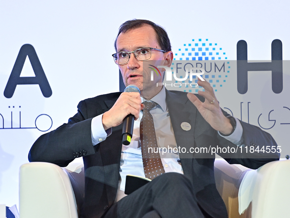 Espen Barth Eide, Minister of Foreign Affairs of Norway, takes part in a panel discussion during the Doha Forum 2024 at Sheraton Grand Doha...