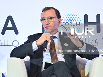 Espen Barth Eide, Minister of Foreign Affairs of Norway, takes part in a panel discussion during the Doha Forum 2024 at Sheraton Grand Doha...