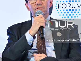 Espen Barth Eide, Minister of Foreign Affairs of Norway, takes part in a panel discussion during the Doha Forum 2024 at Sheraton Grand Doha...