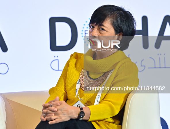 Miriam Coronel-Ferrer, Co-Founder of Southeast Asian Women Peace Mediators, takes part in a panel discussion during the Doha Forum 2024 at S...