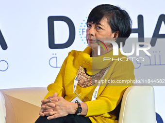 Miriam Coronel-Ferrer, Co-Founder of Southeast Asian Women Peace Mediators, takes part in a panel discussion during the Doha Forum 2024 at S...