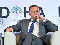 Thomas Perriello, Special Envoy to Sudan for the US State Department, participates in a panel discussion during the Doha Forum 2024 at Shera...