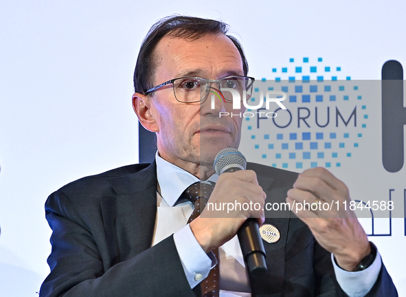 Espen Barth Eide, Minister of Foreign Affairs of Norway, takes part in a panel discussion during the Doha Forum 2024 at Sheraton Grand Doha...