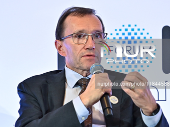 Espen Barth Eide, Minister of Foreign Affairs of Norway, takes part in a panel discussion during the Doha Forum 2024 at Sheraton Grand Doha...