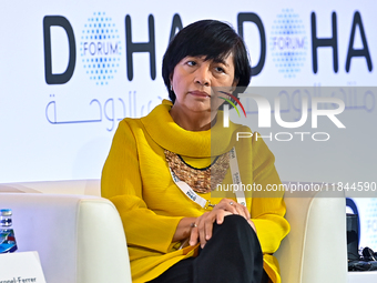 Miriam Coronel-Ferrer, Co-Founder of Southeast Asian Women Peace Mediators, takes part in a panel discussion during the Doha Forum 2024 at S...