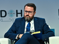 Robert Kupiecki, Undersecretary of State of Foreign Affairs of Poland, takes part in a panel discussion during the Doha Forum 2024 at Sherat...