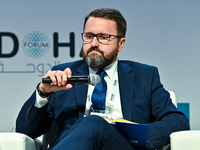 Robert Kupiecki, Undersecretary of State of Foreign Affairs of Poland, takes part in a panel discussion during the Doha Forum 2024 at Sherat...