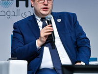 Jan Lipavsky, Foreign Minister of the Czech Republic, participates in a panel discussion during the Doha Forum 2024 at Sheraton Grand Doha R...